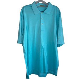 Peter‎ Millar Men’s Short Sleeve Golf Polo Shirt Blue Sz XL Brook Hollow